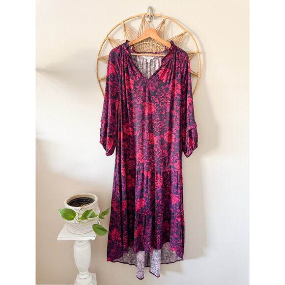 Pioneer Woman Purple Pink Floral Fall Midi Maxi Dress Boho Cottage *no belt*(M) - Picture 1 of 15